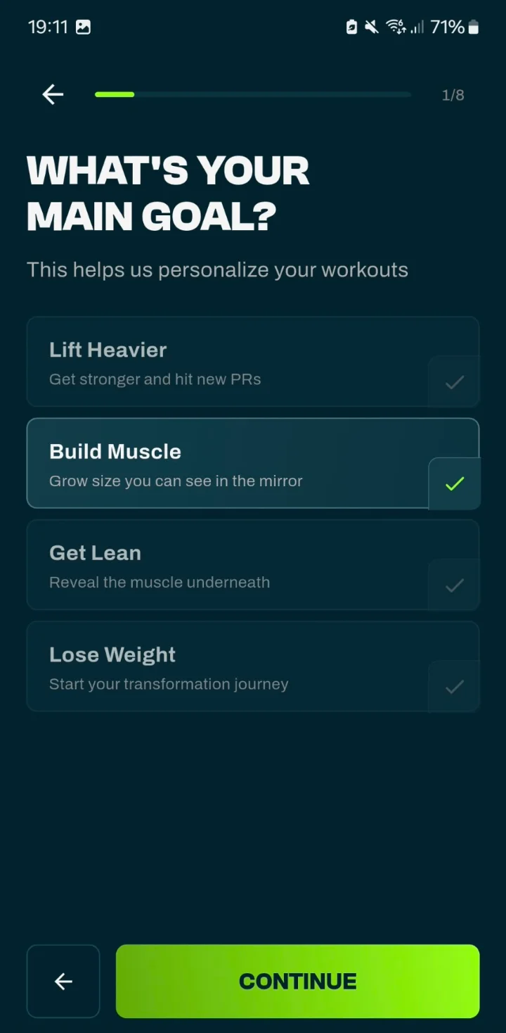 Das wichtigste Trainingsziel in der Trainingsplan App auswählen