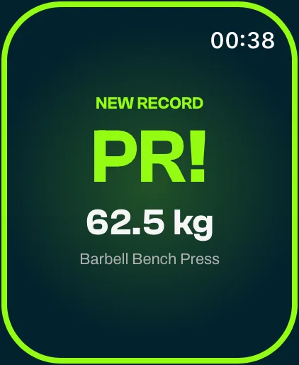 A new personal record on Apple Watch: 62.5 kg on the Barbell Bench Press