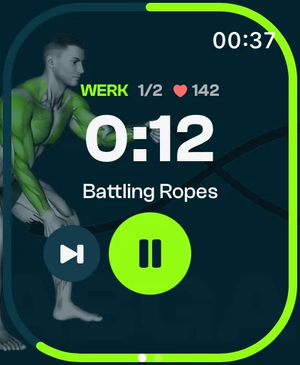 Een circuit op de Apple Watch: nog 12 seconden Battling Ropes in ronde 1 van 2