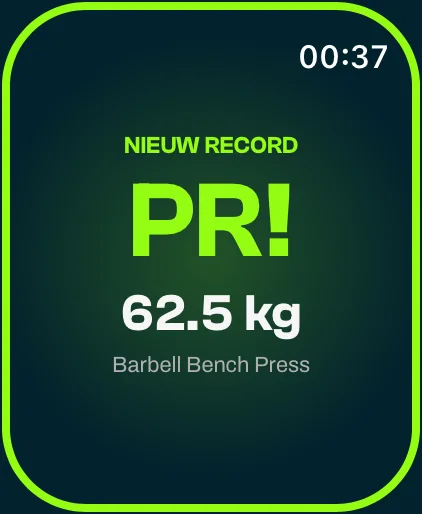 Een nieuw persoonlijk record op de Apple Watch: 62,5 kg op de Barbell Bench Press