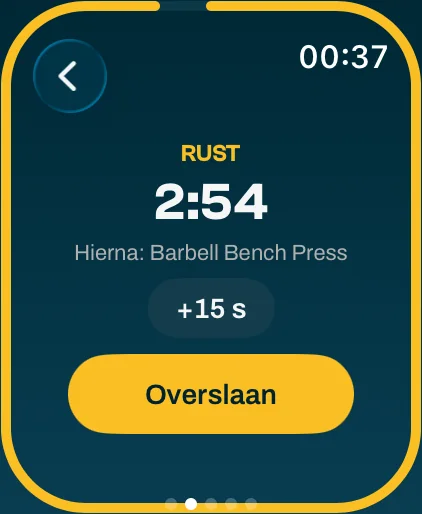 Rusttimer op de Apple Watch met nog 2:54 rust
