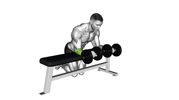 Dumbbell Wrist Curl (Over Bench) — Step 2