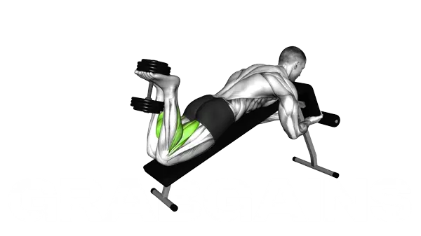 Dumbbell Decline Lying Leg Curl — Step 2